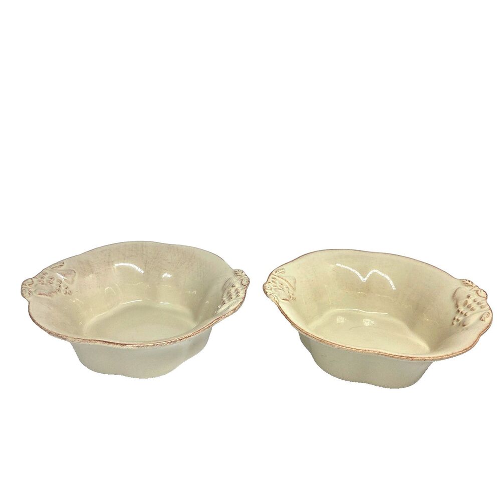 Casafina Casa Stone Madeira Harvest 7.5" Round Soup Cereal Bowl Cream Set Of 2